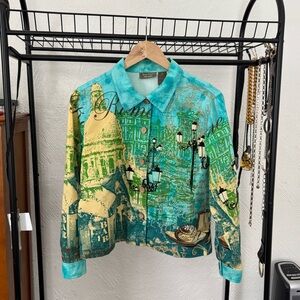 Vintage Jane Ashley Printed Rome Shirt Jacket Size Medium 100% Cotton